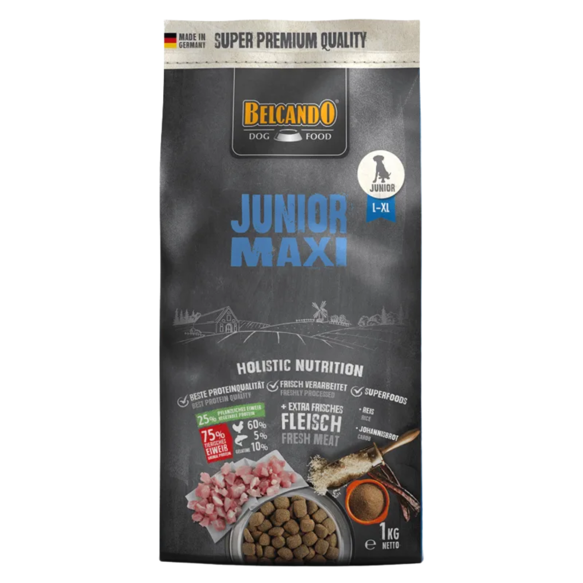 Сухой корм для юниоров крупных пород Belcando Junior Maxi с мясом птицы и рисом