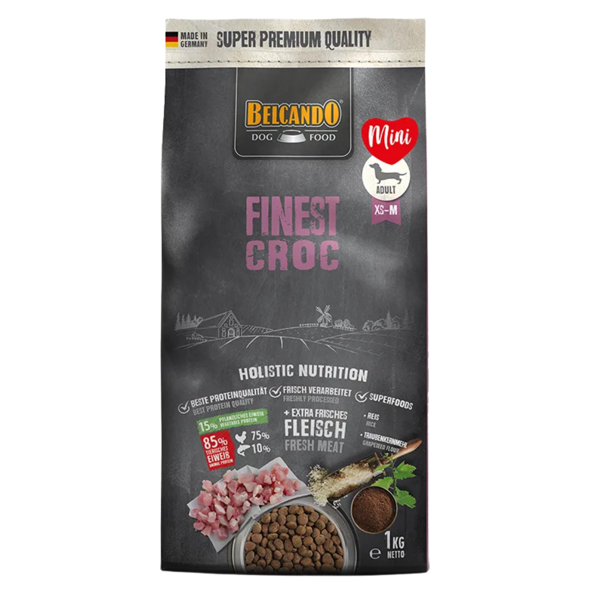 Сухой корм для маленьких собак Belcando Finest Croc с уткой и соусом