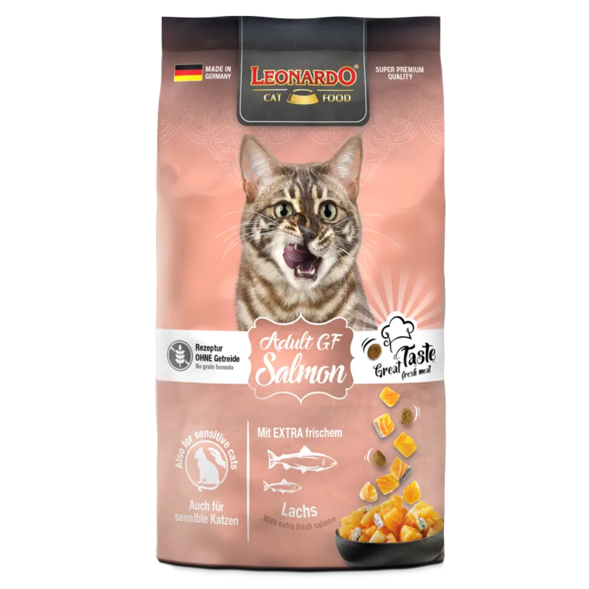 Беззерновой сухой корм для кошек Leonardo Adult GF Salmon лосось