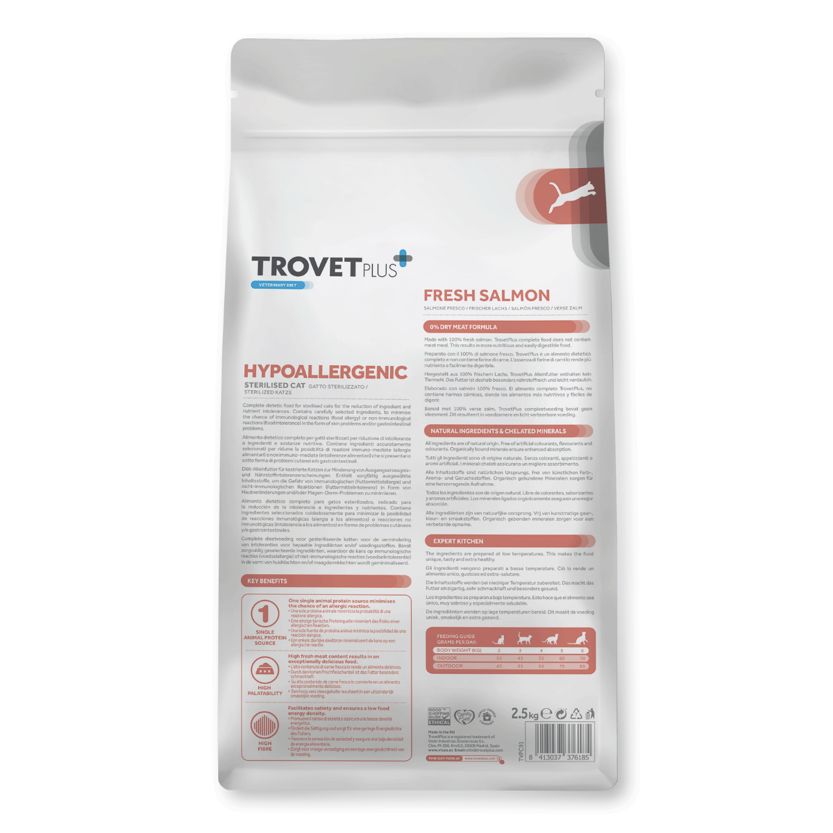 Trovet Plus Sterilised CAT Hypoallergenic Salmon (Свежий лосось)