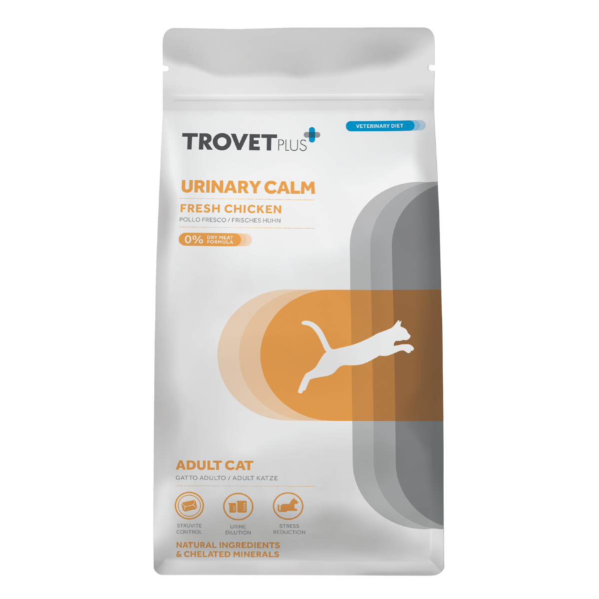 Лечебный антистресс корм для кошек Trovet Plus Adult Cat Urinary Calm курица при цистите и мочекаменной болезни