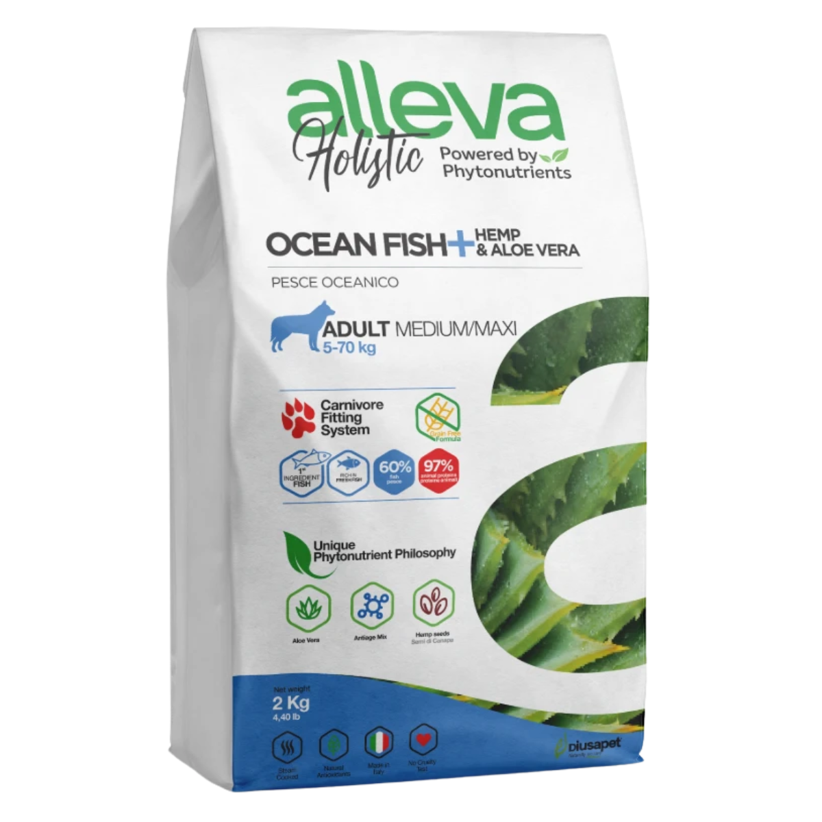Беззерновой корм Alleva Holistic Adult Medium Maxi океаническая рыба