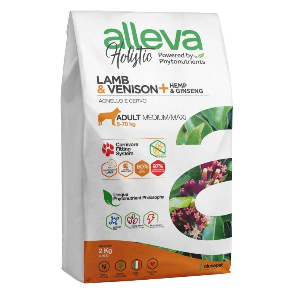 Беззерновой корм для собак Alleva Holistic Adult Medium Maxi ягненок и оленина