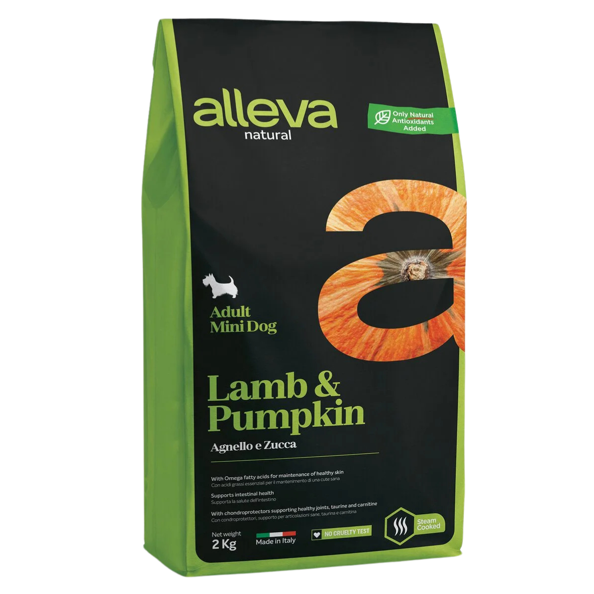 Низкозерновой корм Alleva Natural Adult Mini ягненок и тыква