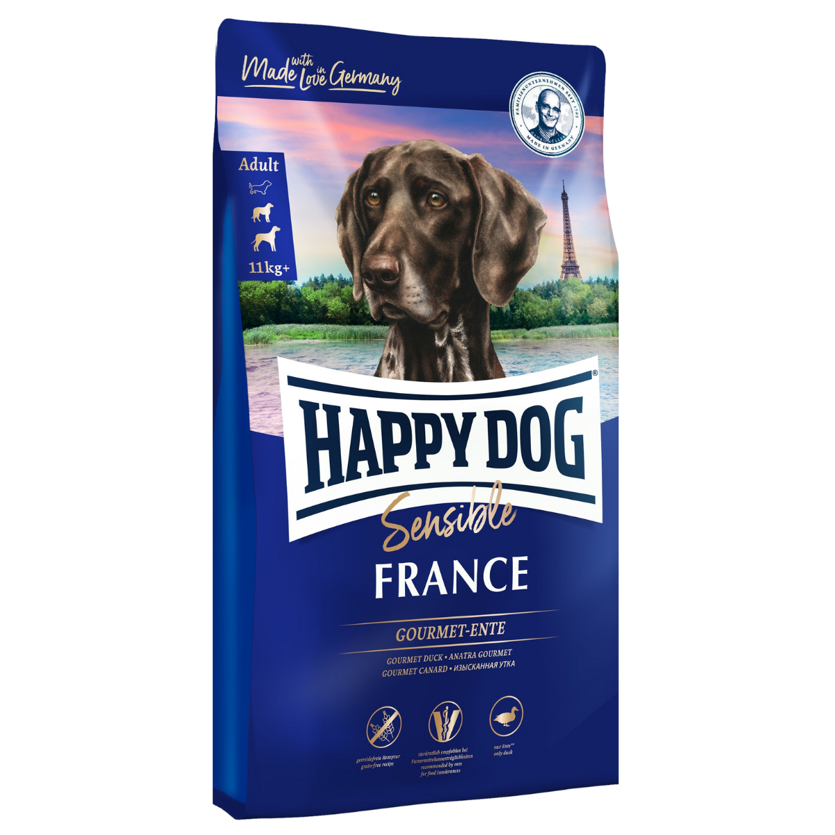 Беззерновой сухой корм для собак Happy Dog Sensible Франция утка и картофель
