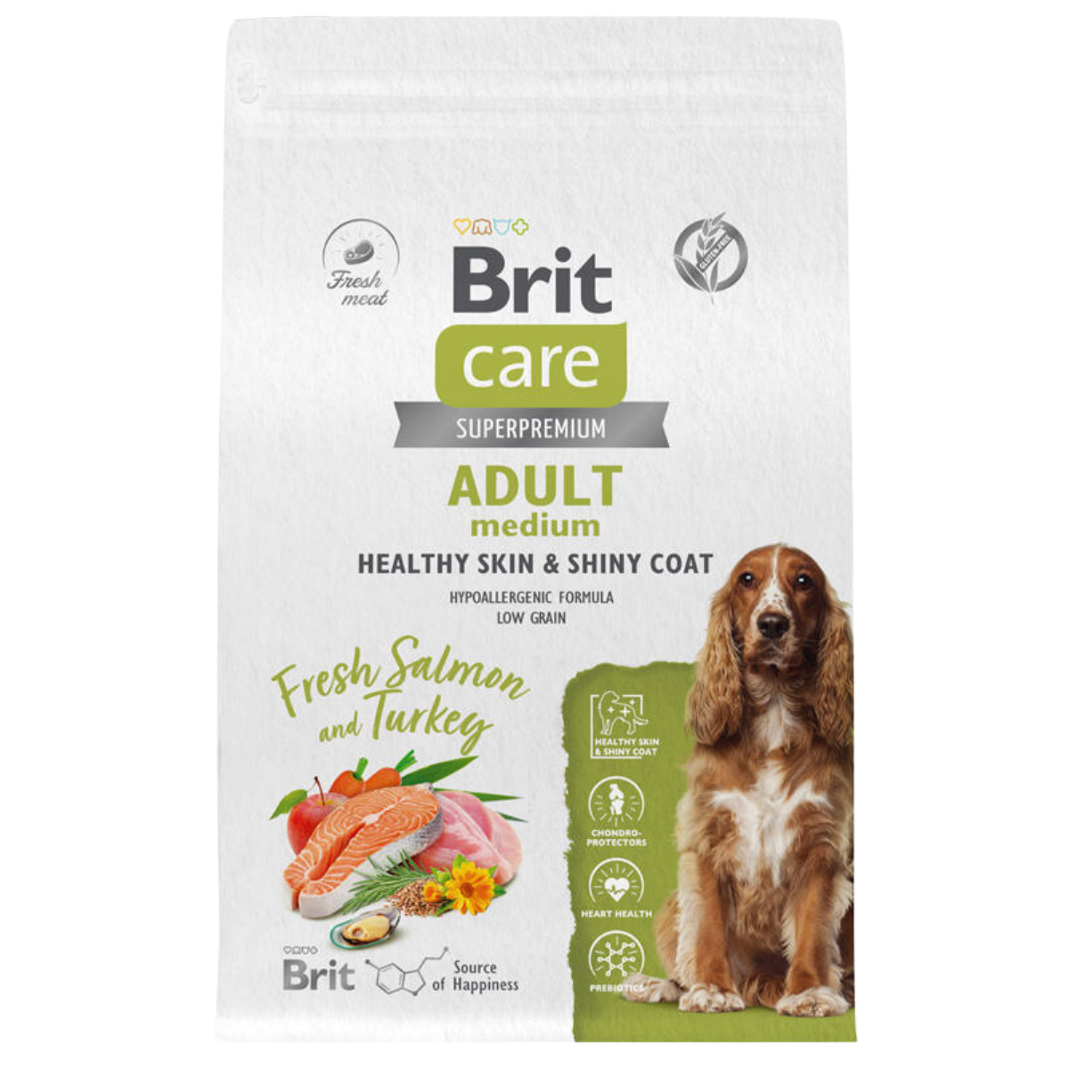 Корм Brit Care Healthy Skin Shiny Coat лосось индейка для блеска шерсти