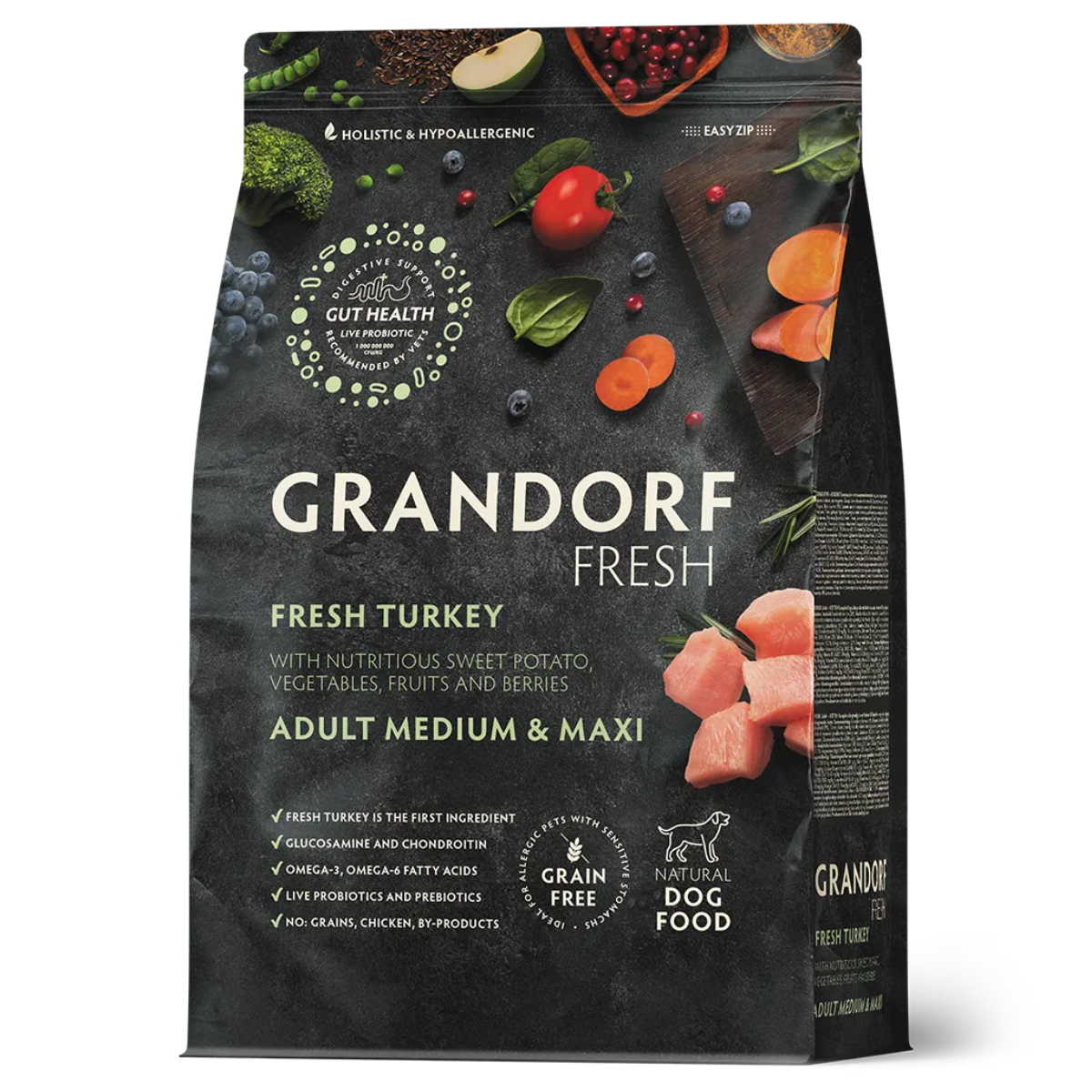 Сухой холистик корм для собак Grandorf Fresh с индейкой и бататом