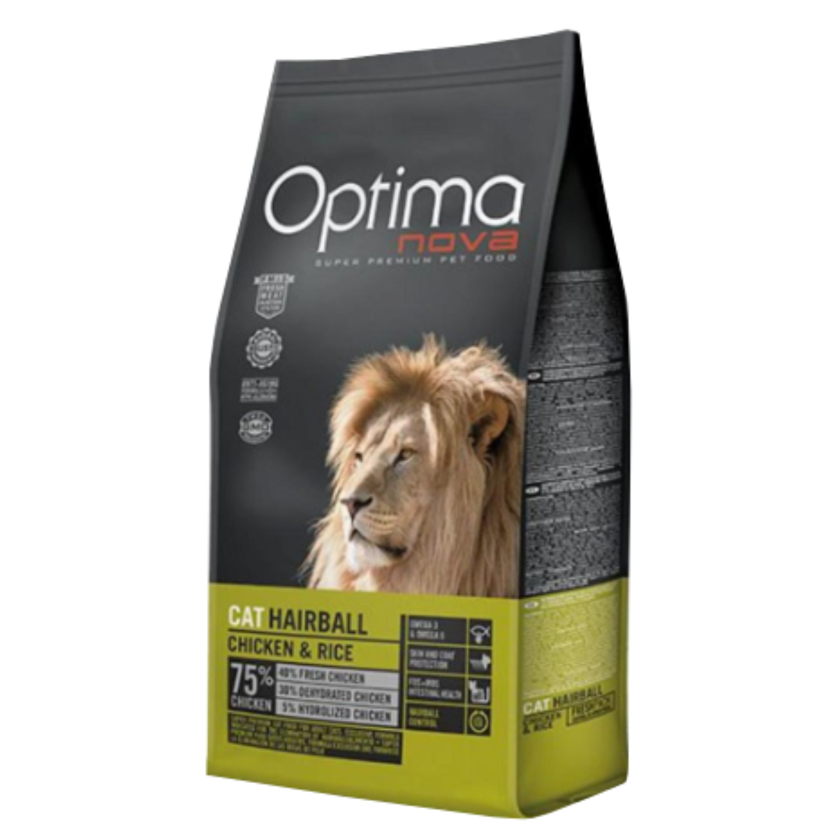 Супер-премиум корм для кошек для выведения шерсти из желудка Optima Nova Cat Hairball курица и рис