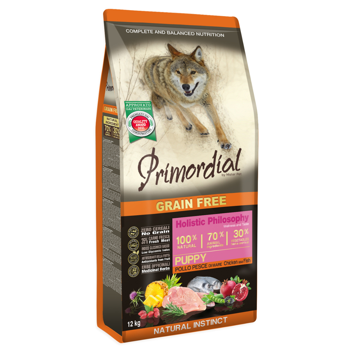 Беззерновой корм для щенков Primordial Puppy с курицей и морской рыбой
