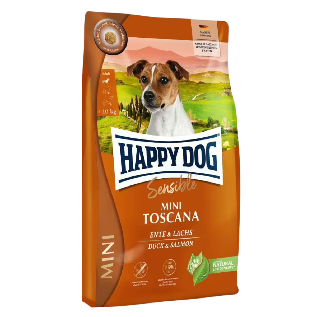 Корм для мелких собак Happy Dog Sensible Mini Toscana утка лосось