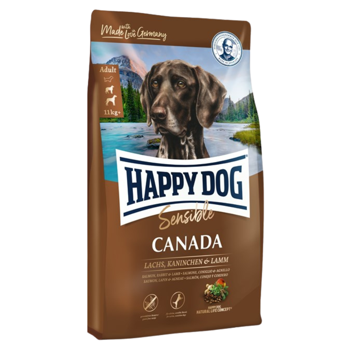 Сухой беззерновой корм для собак Happy Dog Sensible Canada лосось, кролик и ягненок