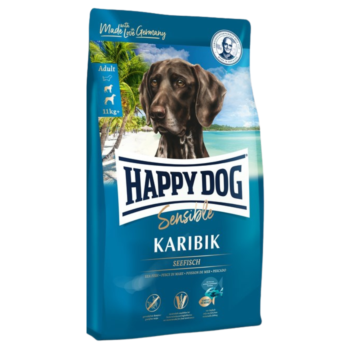 Сухой беззерновой гипоаллергенный корм для собак Happy Dog Sensible Karibik океаническая рыба