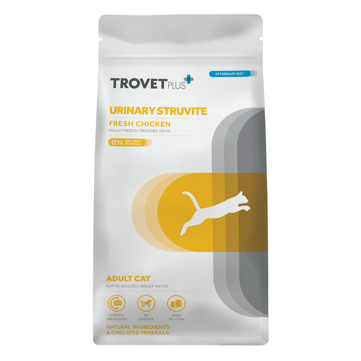 Лечебный сухой корм для кошек Trovet Plus Cat Urinary Struvite курица при мочекаменной болезни