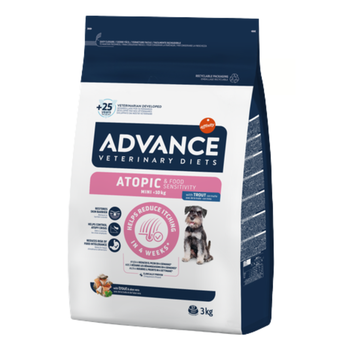Лечебный корм для собак мелких пород Advance VetDiet Atopic Mini Форель