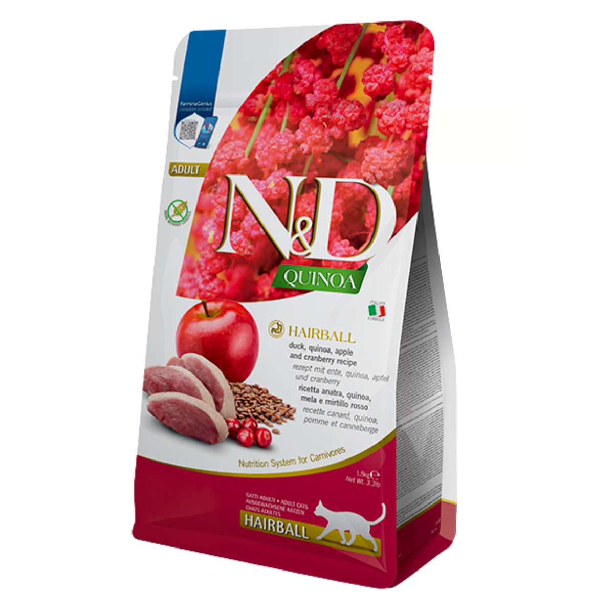 Сухой корм для вывода шерсти у кошек Farmina N&D Quinoa Утка